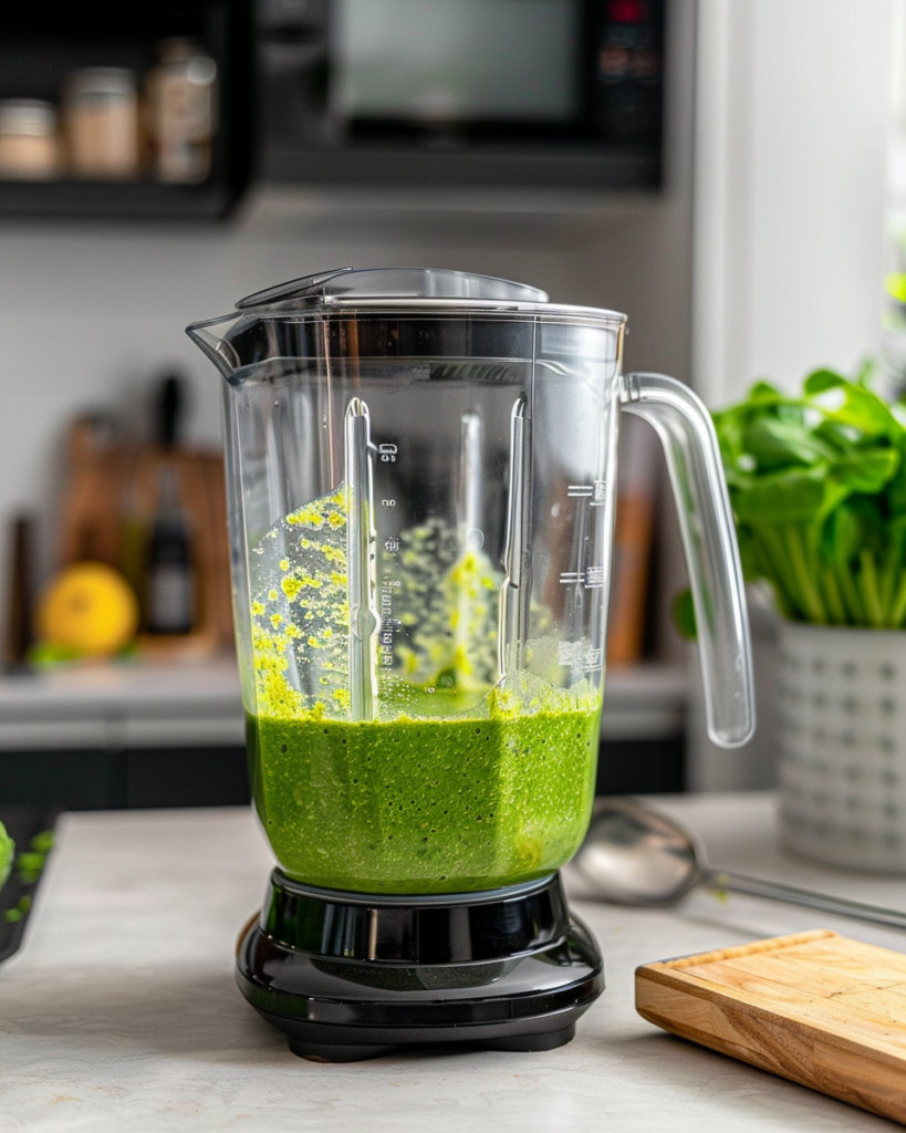 Fourth, blend everything on high speed for about 45 seconds. Stop, scrape down the sides of the blender with a spatula, then blend again for another 15-30 seconds until it's completely smooth and creamy.