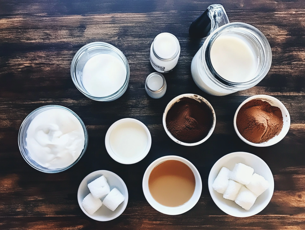 Ingredients for Keto Iced Coffee Frappe 